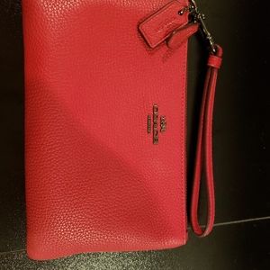 Coach Leather Wristlet, Red